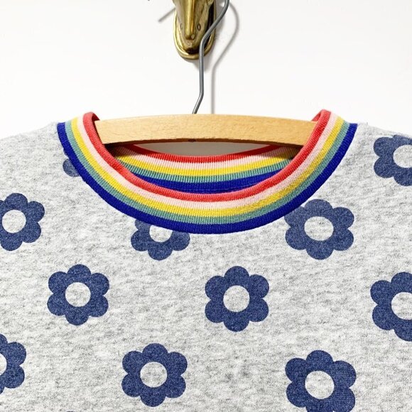 Mini Boden Long Sleeve Floral Sweatshirt Dress Size 11/12 Rainbow - Picture 7 of 11